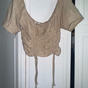 Tan Eyelet Women's Top